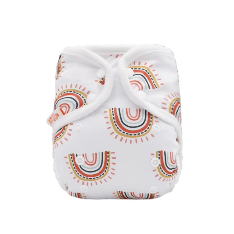 Rainbo&Iris Cute Fashion Cloth Diaper Cover with Rainbow Print. A reusable and stylish baby gift accessory, perfect for 