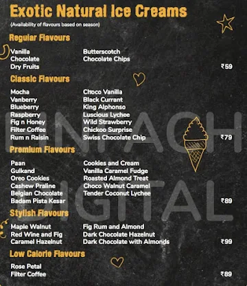 Creamvilla menu 