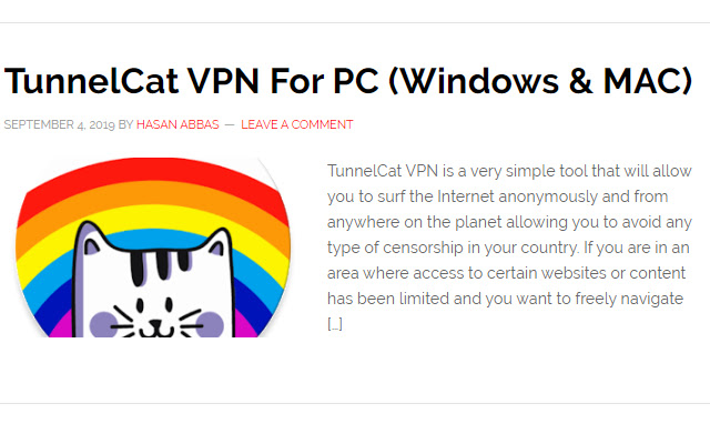 TunnelCat VPN for PC chrome extension