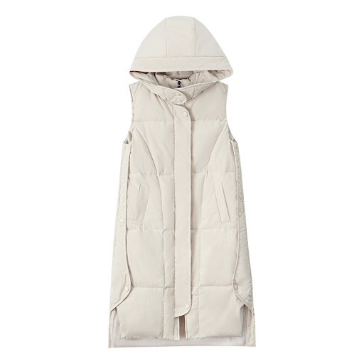 Title 3, Long over-the-knee down cotton vest with hood, ...