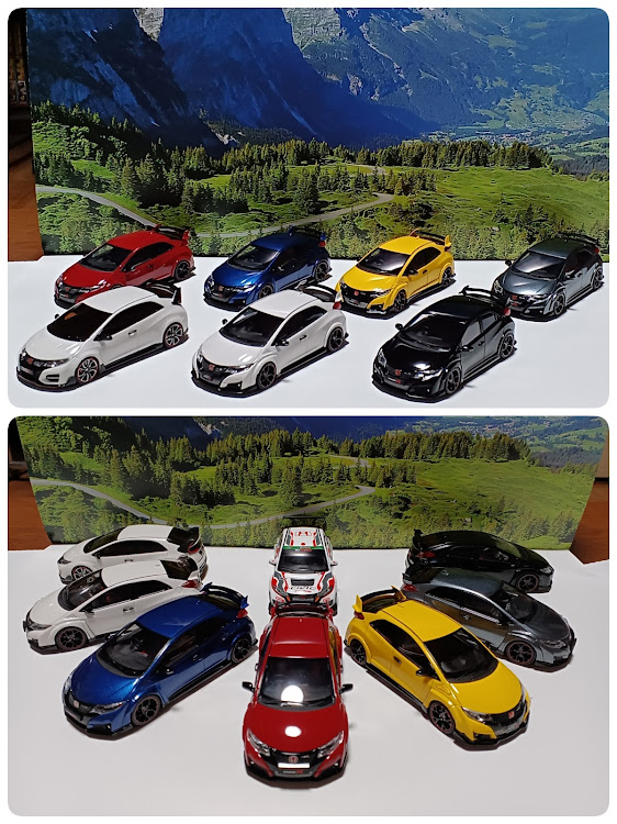 シビックタイプRの1/43ミニカー・お家オフ会・FK2カラバリに関するカスタム事例の投稿画像12枚目