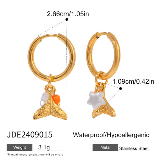 Title 8, 18K Gold Stainless Steel Pearl Cowboy Hat Ear C...