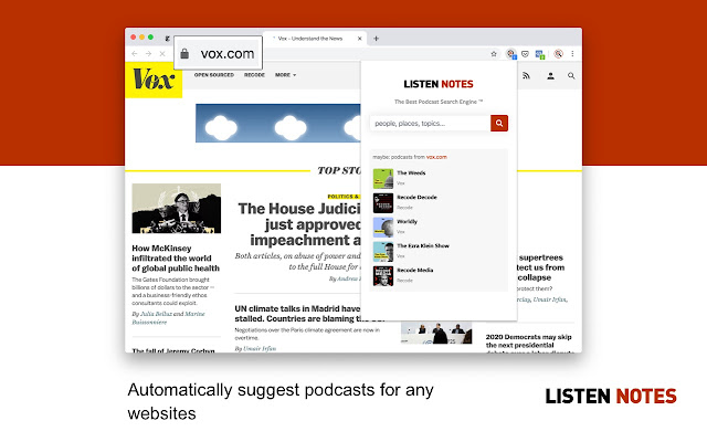 Listen Notes for Chrome - podcast search chrome extension