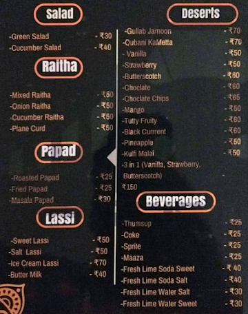 Sri Aaswadh menu 