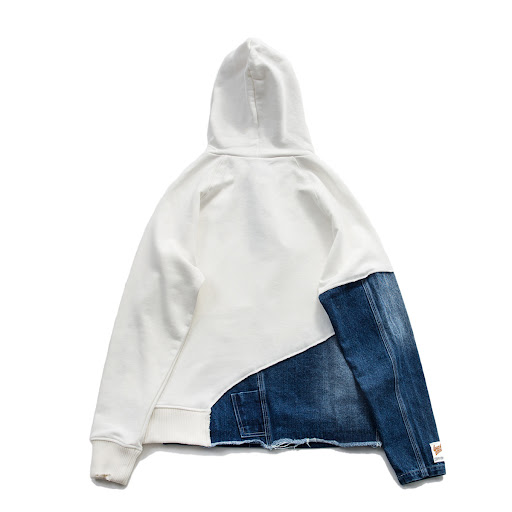 Title 2, Mens Mid-washed Denim Stitching Hooded Sweater...