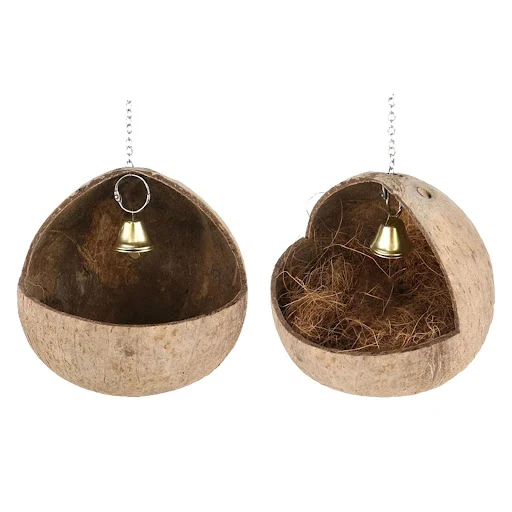 Coconut Bird Nest Hut Parakeet Breeding Bird Hut Pet Cage Habitats Decor