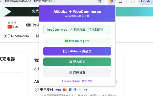 Alibaba to WooCommerce Importer screenshot 1