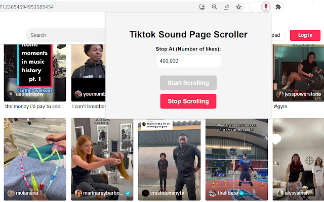 Tiktok Sound Page Scroller