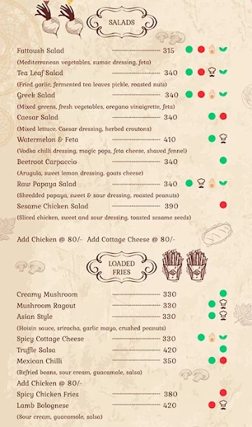 Bohemian Brew menu 