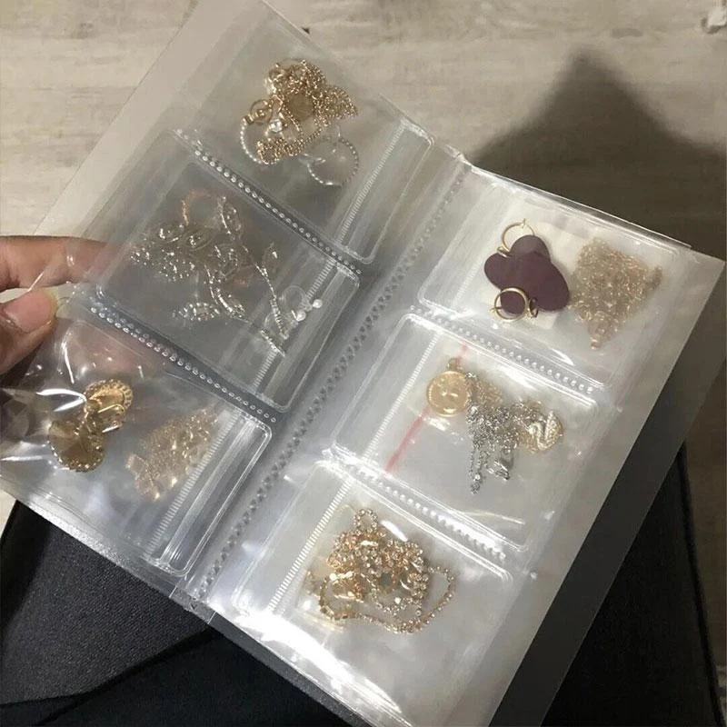 Bolsa de armazenamento de plástico para colares e brincos, grande capacidade, combinação versátil, e conveniente. Perfeita para joias.