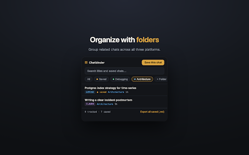 Chatbinder — ChatGPT, Claude & Gemini Organizer screenshot 3