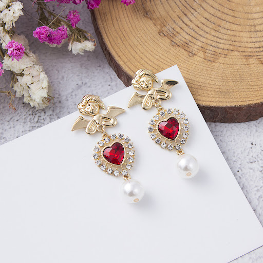 Title 5, Korean Retro Baroque Earrings 925 Silver Needle...