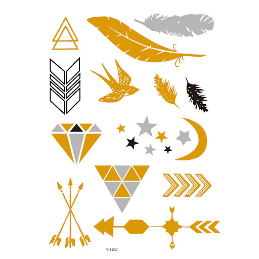 Title 35, Metal Hot Stamping Waterproof Tattoo Sticker Me...