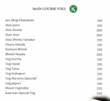 Karwaan Resto menu 