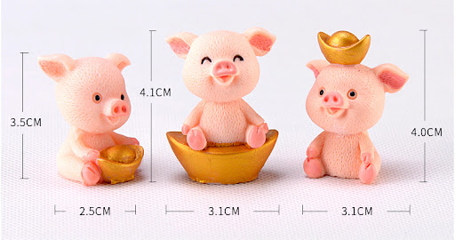 Title 2, Fortune Pig Resin Decorations Crafts. Decorativ...