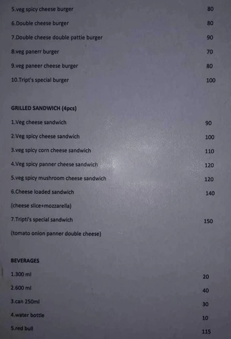 Tripti's menu 