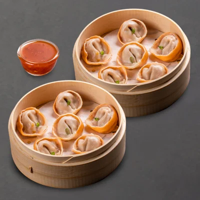 Steamed Schezwan Paneer Momo With Momo Chutney -12 Pcs