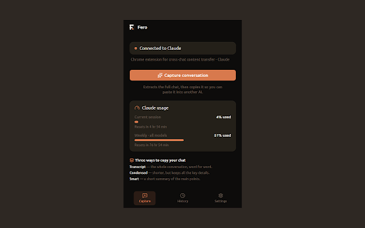 Fero — transfer AI chats screenshot 2