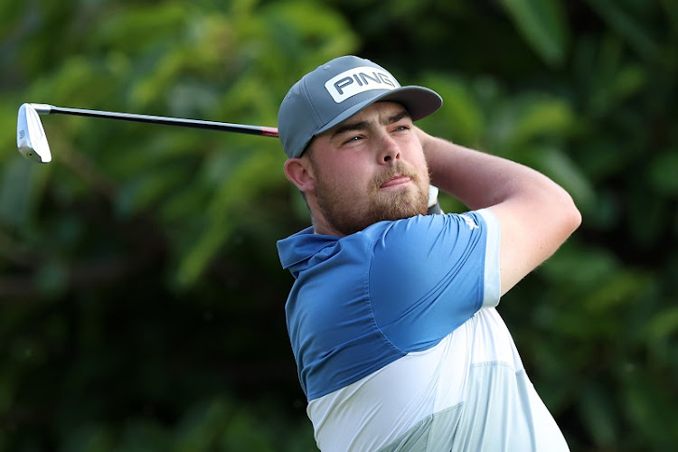 Dan Bradbury of England tees off on the 8th hole during Day One of the Joburg Open at Houghton GC on November 24 2022 in Johannesburg. Picture: GETTY IMAGES/LUKE WALKER