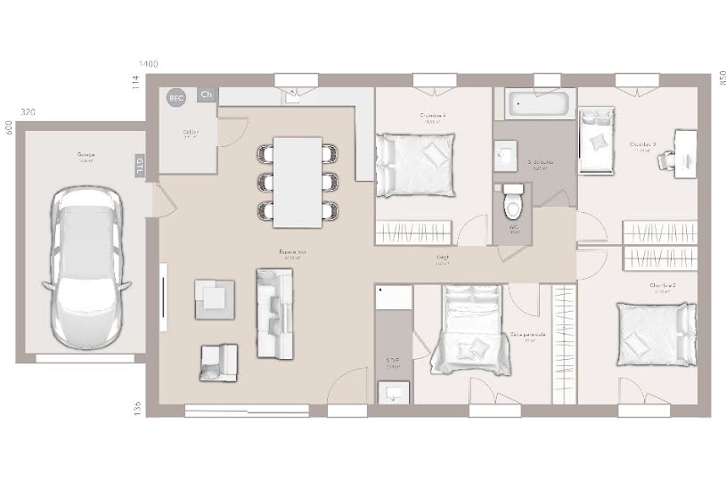  Vente Terrain + Maison - Terrain : 750m² - Maison : 100m² à Bellegarde-en-Forez (42210) 