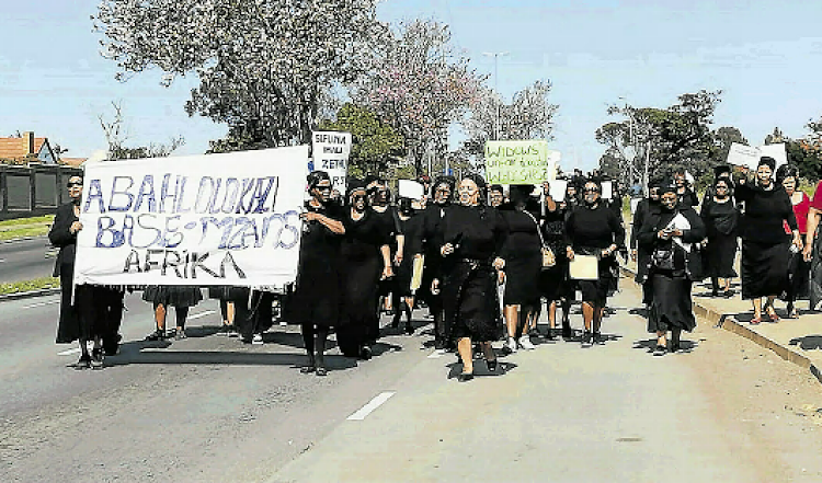 Emotions run high as widows from far and wide in the Eastern Cape march to the SARS offices in Chiselhurst outside the SARS building as scores of Eastern Cape widows who travelled from far and wide marched to make their grievances against SARS