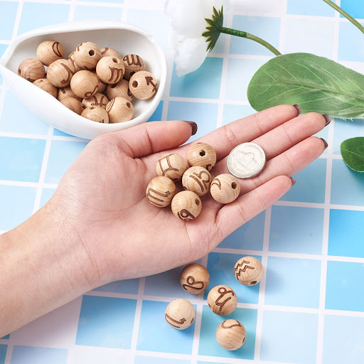 Title 5, 16-20mm Beech Wood 12 Constellation Beads for J...
