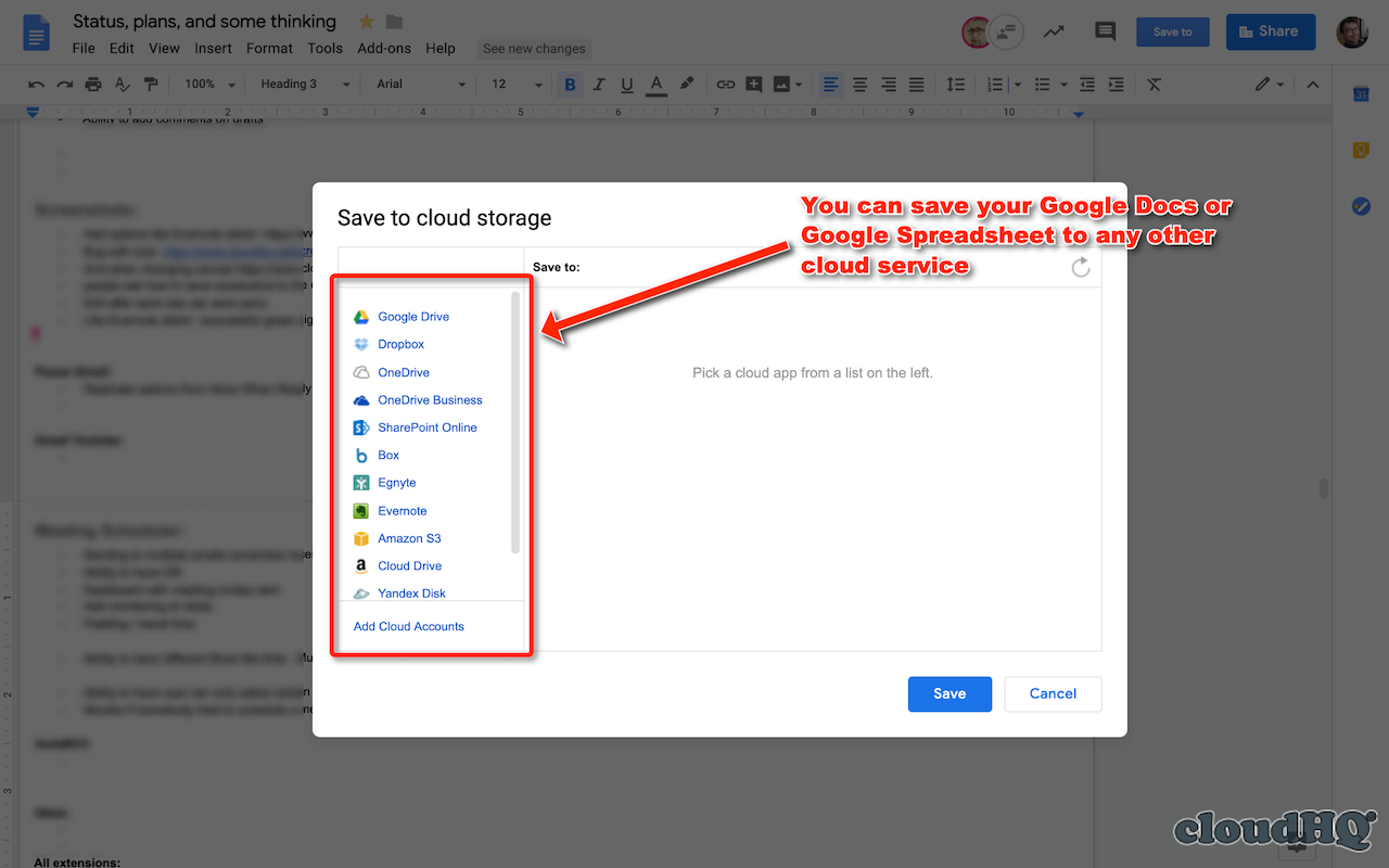 Save Google Docs & Sheets to other clouds ... Preview image 6