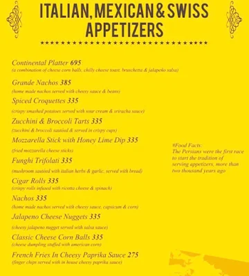 Spices & Flavours menu 