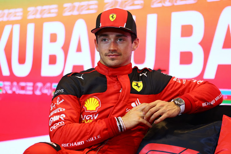 Charles Leclerc of Ferrari attends the press conference after the Sprint ahead of the F1 Grand Prix of Azerbaijan at Baku City Circuit on April 29 2023 in Azerbaijan.