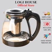 Bình Pha Trà Cafe Có Lõi Lọc Inox Dung Tích 1400Ml Thủy Tinh Chịu Nhiệt Cao Cấp