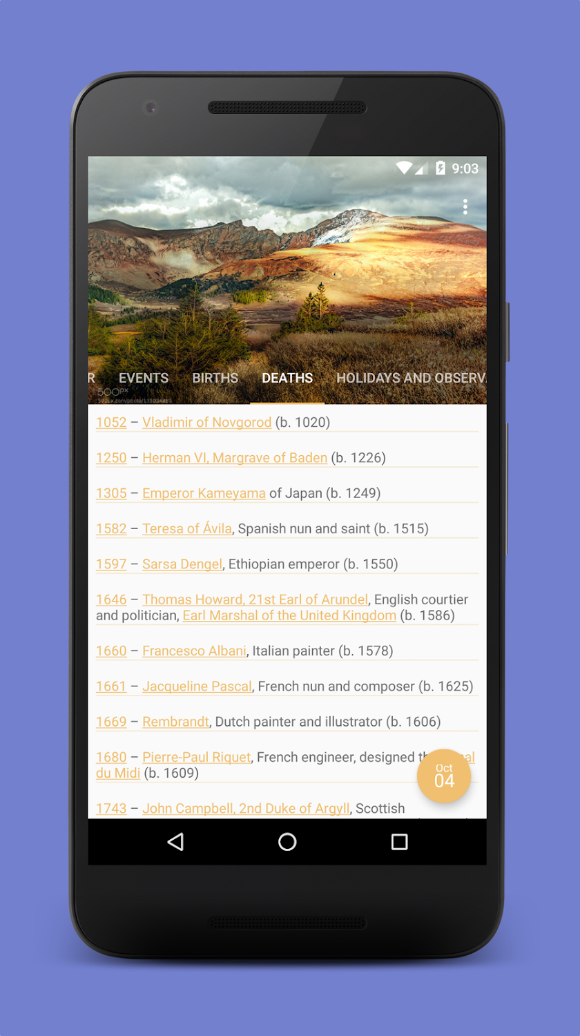 History Calendar - Time Travel Screen 3