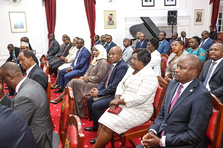 Jubilee MPs in a meeting at State House on February 8, 2023