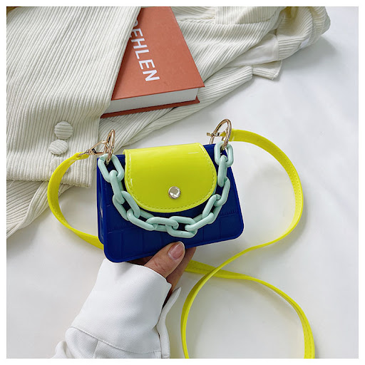 Title 3, Macaron Contrast Color Jelly Bag Shoulder Messe...