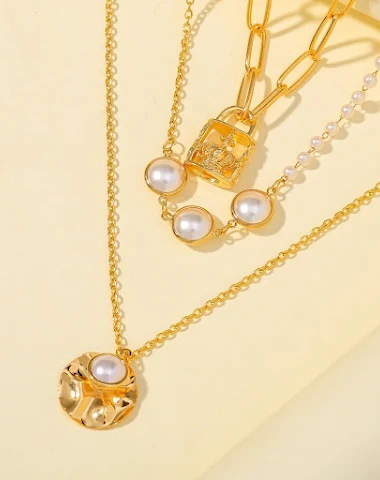 Drievoudige elegante ketting met pa - 2