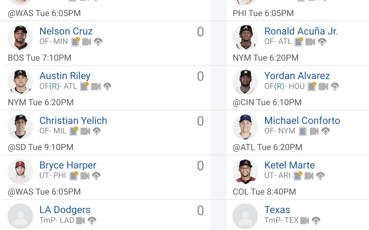 Fantrax Baseball Gameday Extension Preview image 0