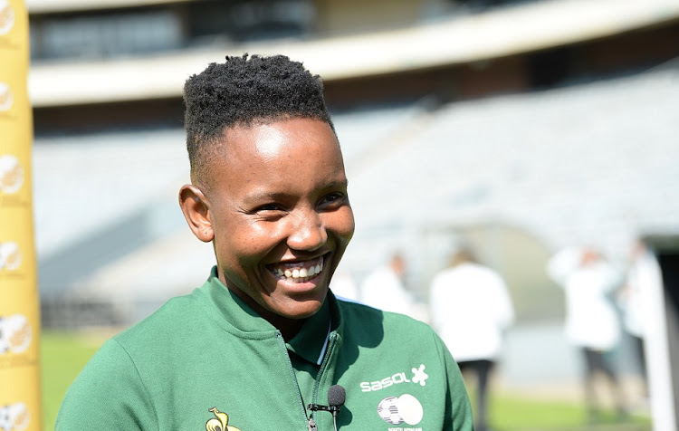 SA goalkeeper Andile Dlamini during a media briefing at Orlando Stadium on September 1 2022.