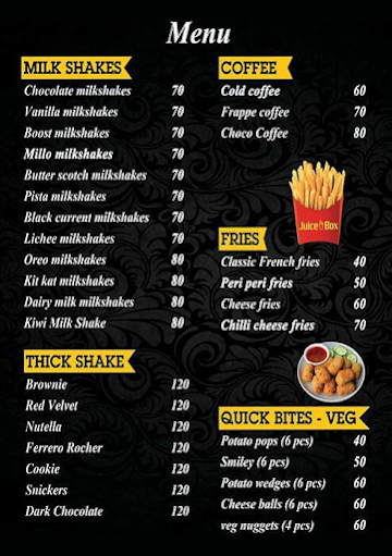 Juice Box menu 