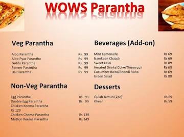 Wows Paranthe menu 