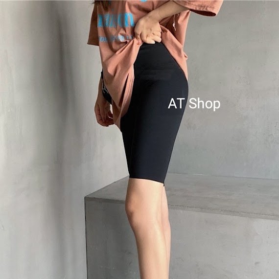 Quần Legging Đùi Lửng Ngố Nữ Vải Thun Cotton Co Dãn Ôm Bó, Quần Tregging Short Cộc Nữ Ngắn Trên Gối