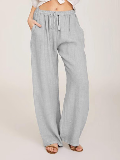 Title 8, Soft Casual Drawstring Tie Trousers Summer Elas...