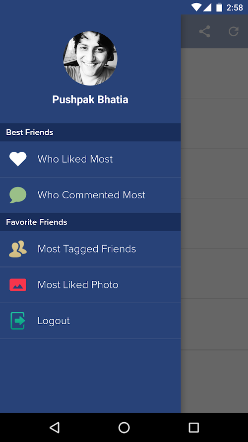 Android application Best Friends for Facebook screenshort