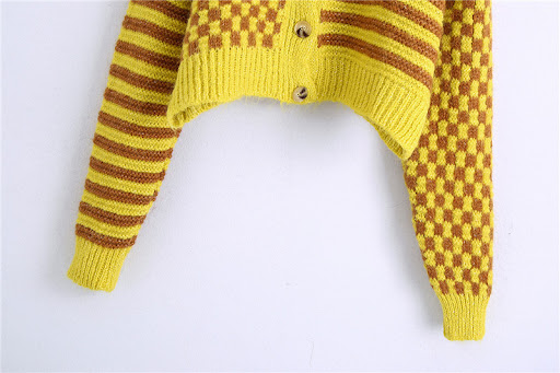 Title 2, Paneled Jacquard Loose Versatile Knit Cardigan ...