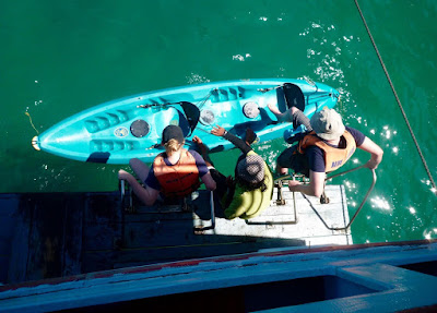 Board the sit-on-top kayak