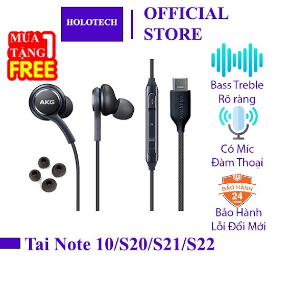 Tai Nghe Nhét Tai Samsung Note 10, Note 10 Plus, S20, S20 Plus, S20 Ultra Chân Cắm Type C Âm Bass Siêu Hay ( Akg)