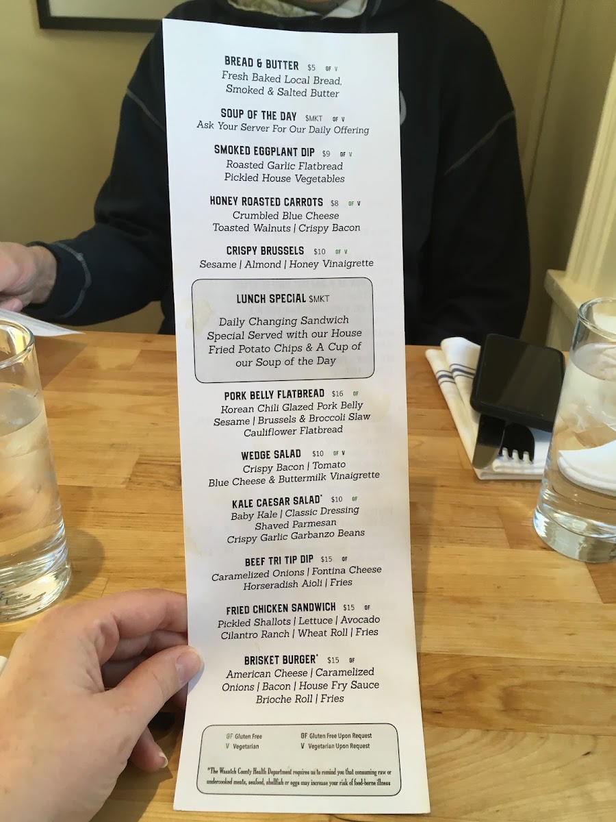 Main Street Social gluten-free menu