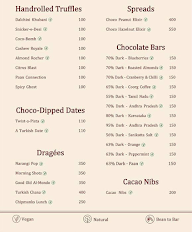 Darkins Chocolate menu 1