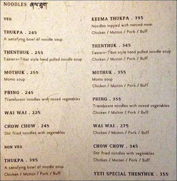 Yeti - The Himalayan Kitchen menu 