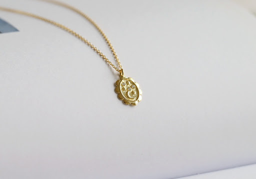 Title 10, Personalized micro star and moon necklace