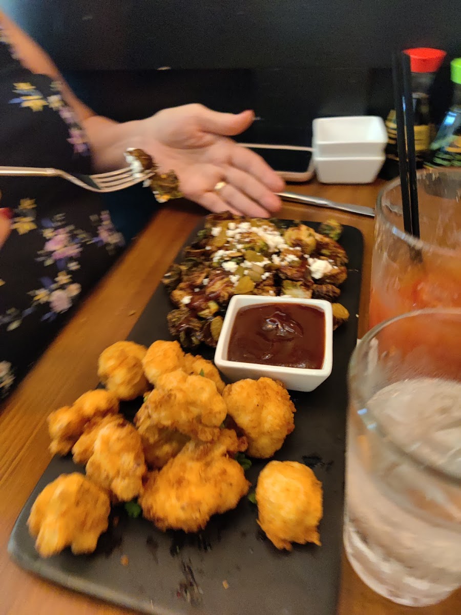 Cauliflower wings and Brussel Sprouts