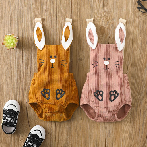 Title 5, Baby Corduroy Triangle Outfit with Small Rabbit...